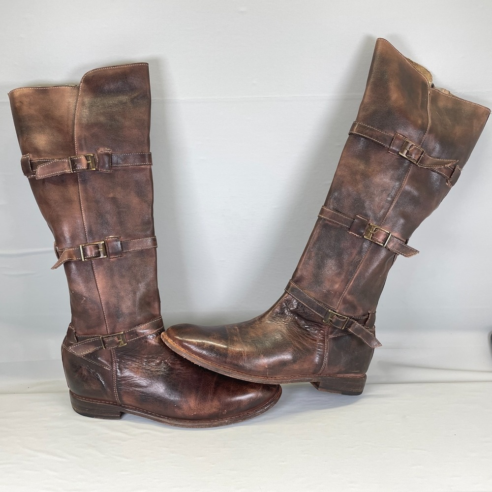 Bed Stu Cobbler Series Tall Riding Boots Womens Size 11 Brown Leather Zip Shoes - Picture 6 of 8